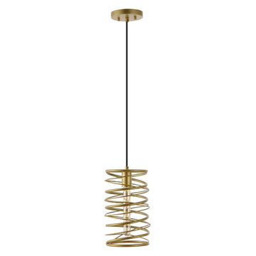 Helisa 7.25" Modern Contemporary Iron Spiral LED Pendant - JONATHAN Y